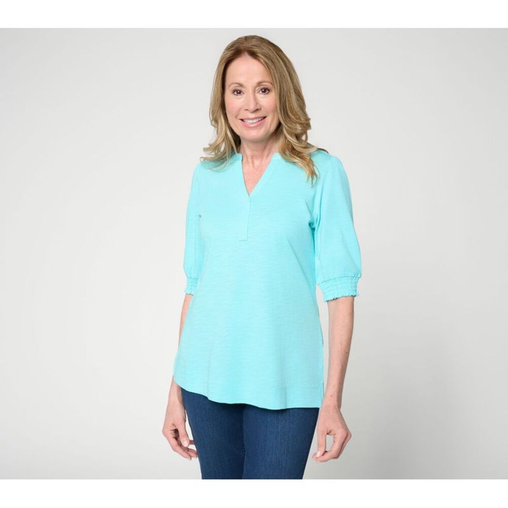 Belle by Kim Gravel Women's Top Sz M Make Your Selection: Slub Knit Blue A723973